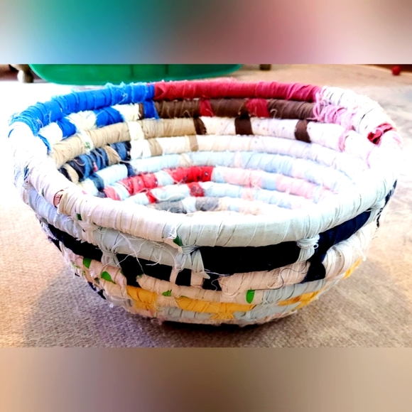 Vintage Fabric Rag Basket - Picture 1 of 4